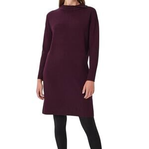 HOBBS London Talia Knitted Long Sleeve Sweater Dress Dark Plum Size Large